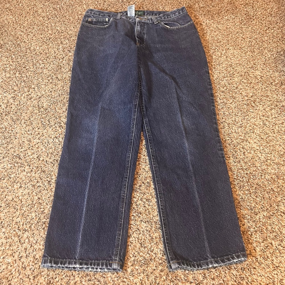 Lauren Jeans Co Ralph Lauren Petite Women Dark Wash Denim Straight Leg Jeans 14P